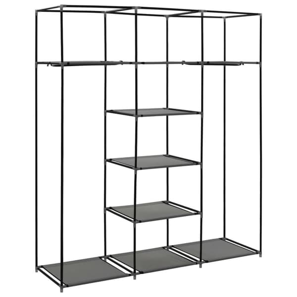 vidaXL klædeskab med rum og tøjstænger 150 x 45 x 175 cm stof grå - Klædeskabe & garderobeskabe