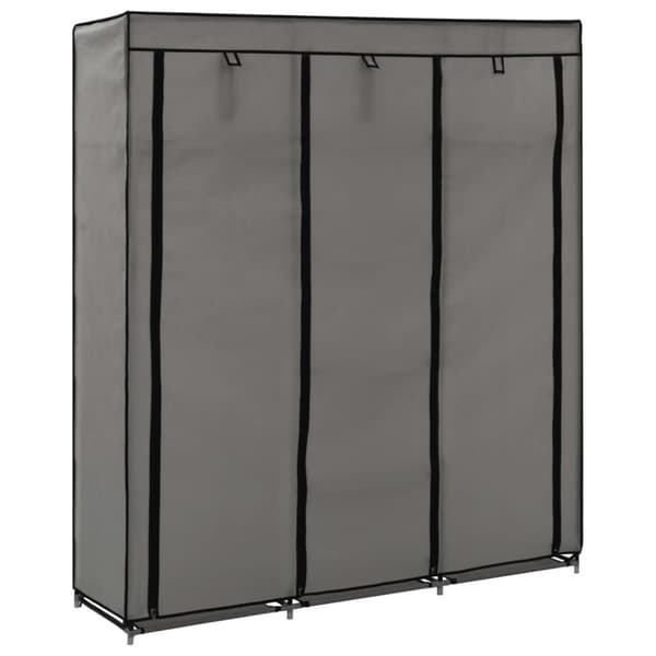 vidaXL klædeskab med rum og tøjstænger 150 x 45 x 175 cm stof grå -  Klædeskabe & garderobeskabe