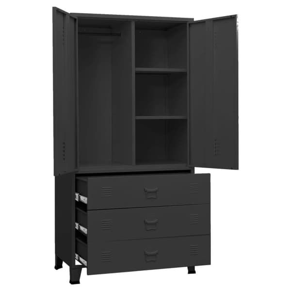 vidaXL industrielt klædeskab 90x50x180 cm metal sort -  Klædeskabe & garderobeskabe