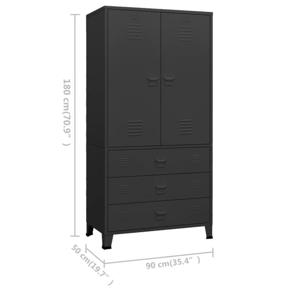 vidaXL industrielt klædeskab 90x50x180 cm metal sort -  Klædeskabe & garderobeskabe