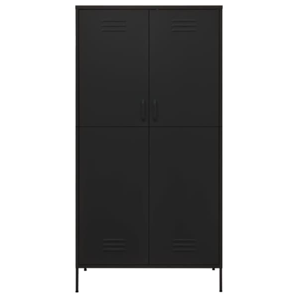 vidaXL klædeskab 90x50x180 cm stål sort -  Klædeskabe & garderobeskabe