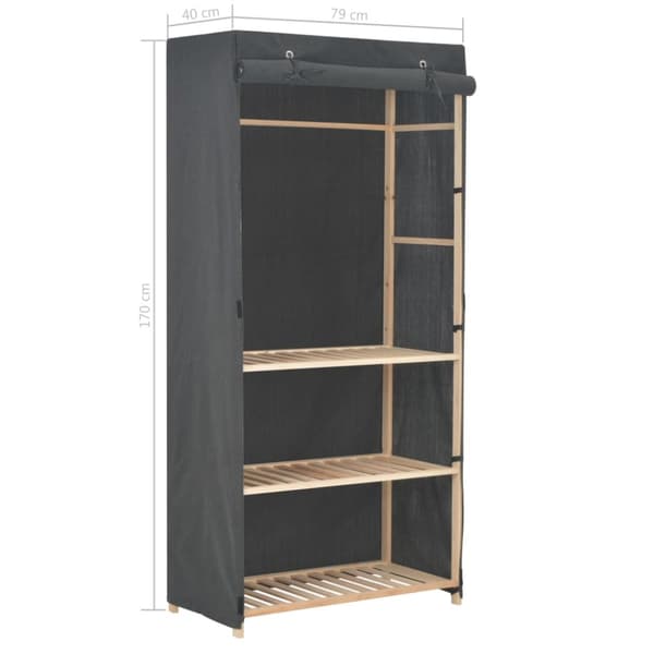 vidaXL Garderob 3 nivåer 79x40x170 cm grå tyg - Skåp & garderober