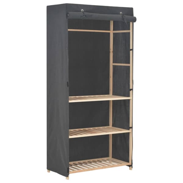 vidaXL Garderob 3 nivåer 79x40x170 cm grå tyg - Skåp & garderober