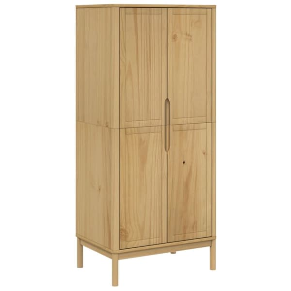 vidaXL klædeskab FLORO 77x53x171 cm massivt fyrretræ gyldenbrun -  Klædeskabe & garderobeskabe