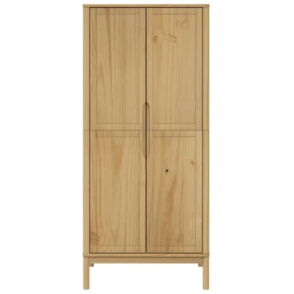 vidaXL klædeskab FLORO 77x53x171 cm massivt fyrretræ gyldenbrun -  Klædeskabe & garderobeskabe