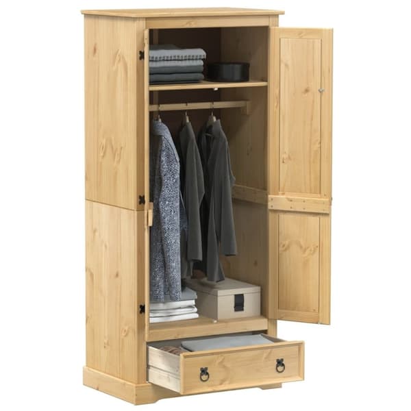 vidaXL klædeskab Corona 76x50x170 cm massivt fyrretræ