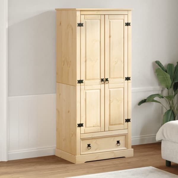 vidaXL klædeskab Corona 76x50x170 cm massivt fyrretræ