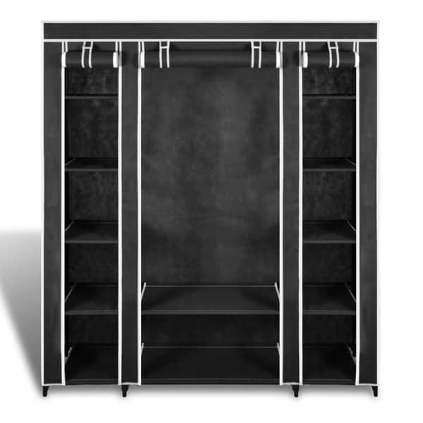 The Living Store Resegarderob med fack och stänger 45x150x176 cm svart - Skåp & garderober