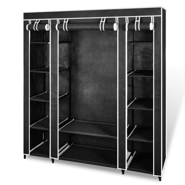 The Living Store Resegarderob med fack och stänger 45x150x176 cm svart - Skåp & garderober