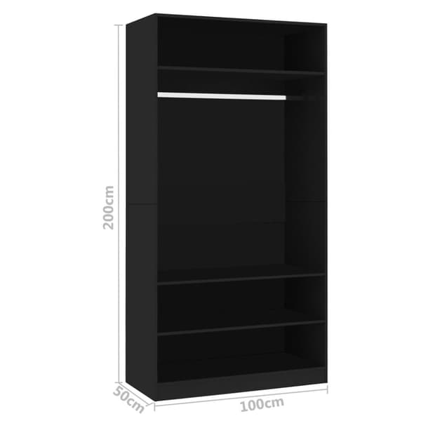 The Living Store Vaatekaappi musta 100x50x200 cm tekninen puu - Kaapit & vaatekaapit