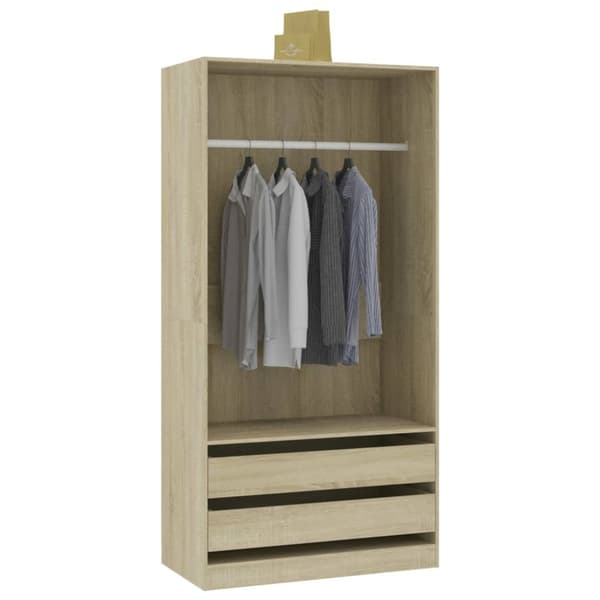 The Living Store Garderob sonoma-ek 100x50x200 cm konstruerat trä -  Skåp & garderober