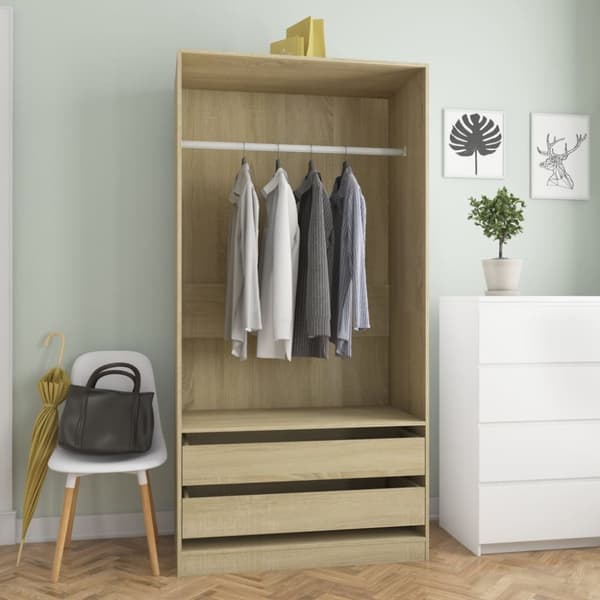 The Living Store Garderob sonoma-ek 100x50x200 cm konstruerat trä -  Skåp & garderober