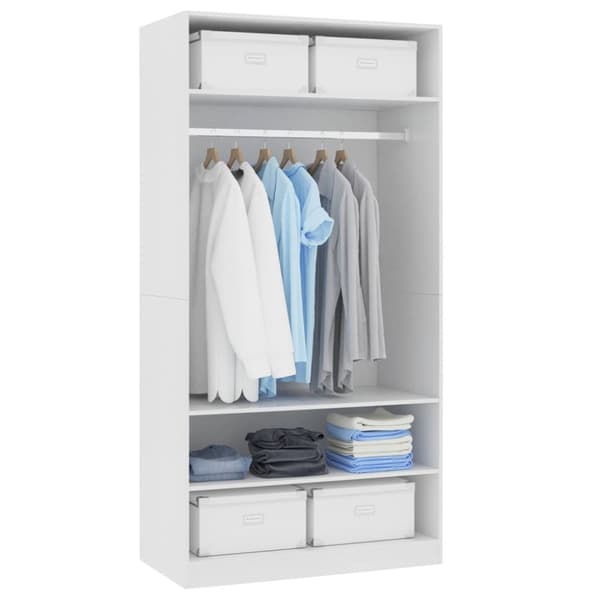 The Living Store Garderob vit 100x50x200 cm konstruerat trä - Skåp & garderober