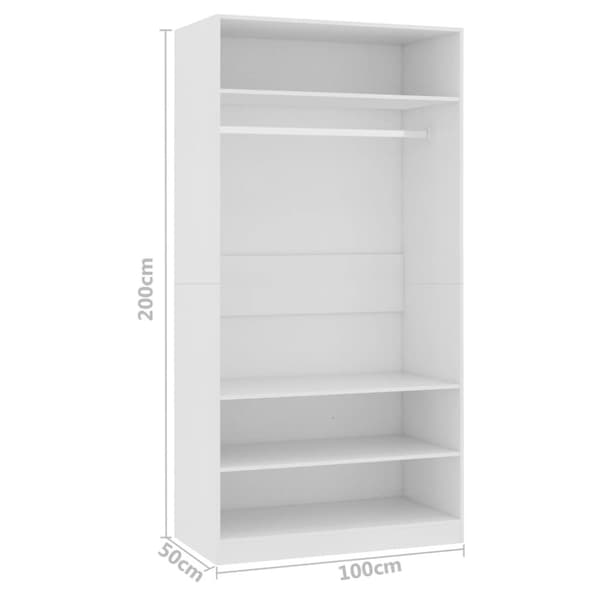 The Living Store Garderob vit 100x50x200 cm konstruerat trä - Skåp & garderober
