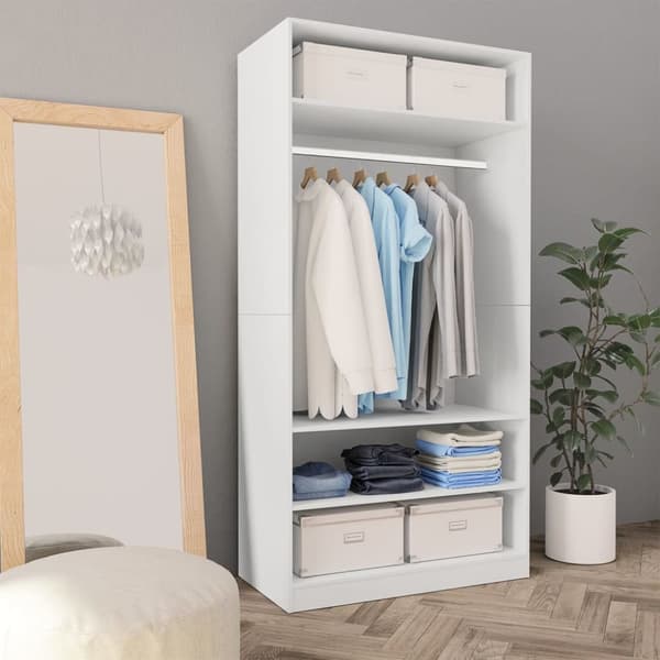 The Living Store Garderob vit 100x50x200 cm konstruerat trä - Skåp & garderober