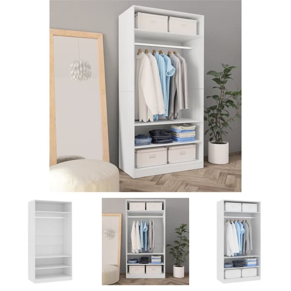 The Living Store Garderob vit 100x50x200 cm konstruerat trä -  Skåp & garderober