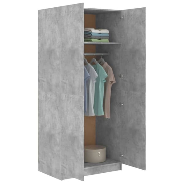 The Living Store Garderob betonggrå 80x52x180 cm konstruerat trä - Skåp & garderober
