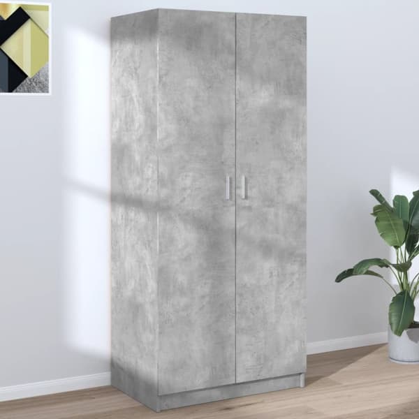 The Living Store Garderob betonggrå 80x52x180 cm konstruerat trä - Skåp & garderober