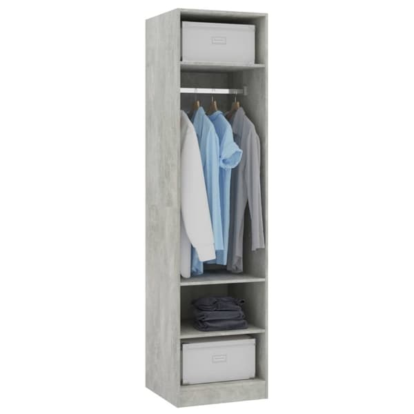 The Living Store klædeskab 50x50x200 cm konstrueret træ betongrå -  Klædeskabe & garderobeskabe