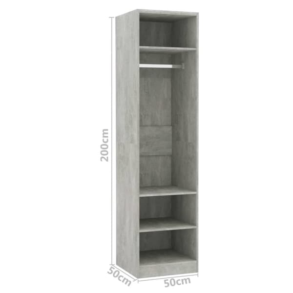 The Living Store klædeskab 50x50x200 cm konstrueret træ betongrå -  Klædeskabe & garderobeskabe