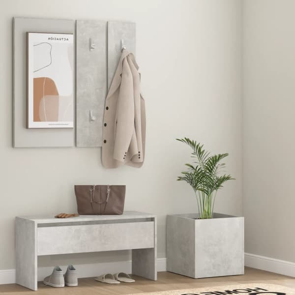 The Living Store møbelsæt til entréen konstrueret træ betongrå -  Klædeskabe & garderobeskabe