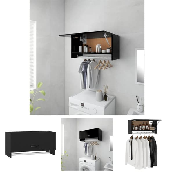 The Living Store garderobe 70x32,5x35 cm spånplade sort - Klædeskabe & garderobeskabe