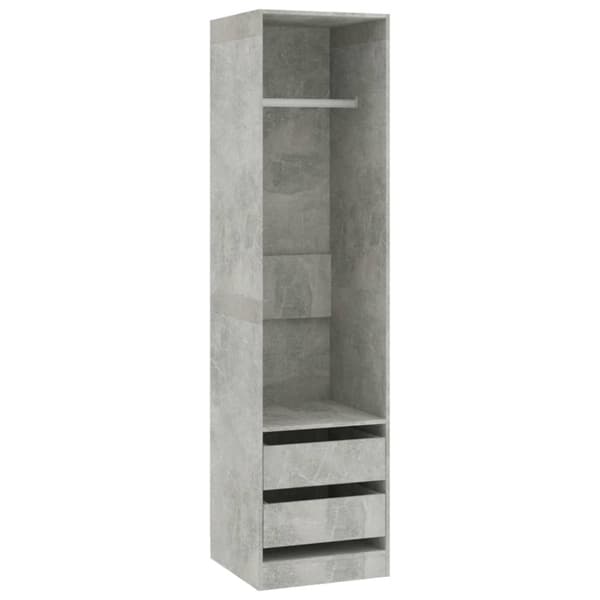 The Living Store klædeskab med skuffer 50x50x200 cm konstrueret træ betongrå - Klædeskabe & garderobeskabe