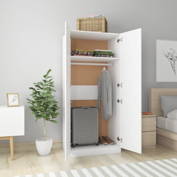 The Living Store klædeskab 80x52x180 cm konstrueret træ hvid -  Klædeskabe & garderobeskabe