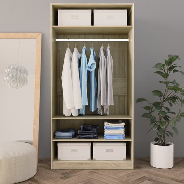 The Living Store Garderob sonoma-ek 100x50x200 cm konstruerat trä - Skåp & garderober