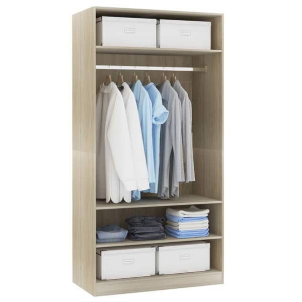 The Living Store Garderob sonoma-ek 100x50x200 cm konstruerat trä - Skåp & garderober