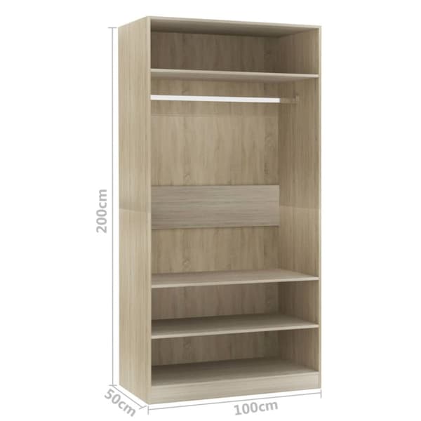 The Living Store Garderob sonoma-ek 100x50x200 cm konstruerat trä - Skåp & garderober