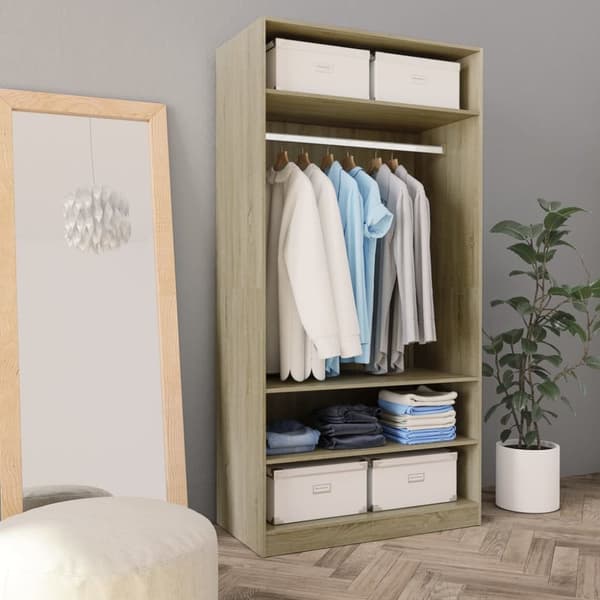 The Living Store Garderob sonoma-ek 100x50x200 cm konstruerat trä - Skåp & garderober