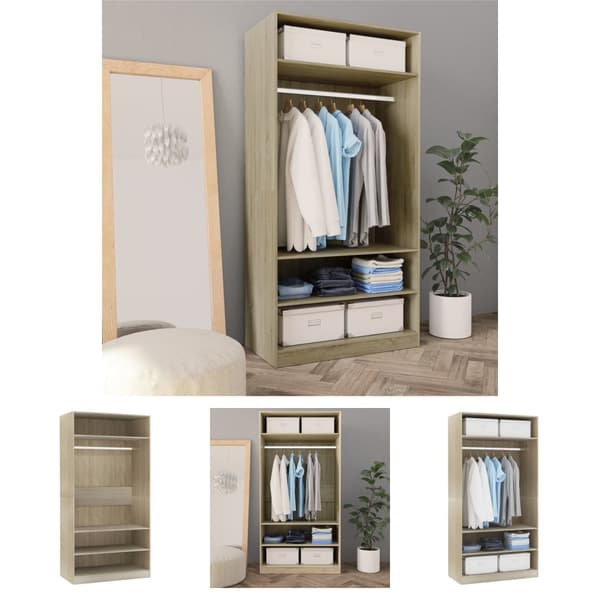 The Living Store Garderob sonoma-ek 100x50x200 cm konstruerat trä - Skåp & garderober