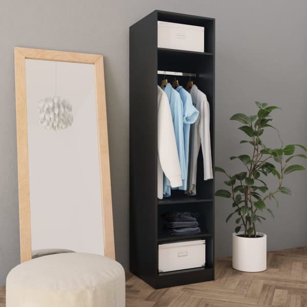 The Living Store klædeskab 50x50x200 cm konstrueret træ sort - Klædeskabe & garderobeskabe