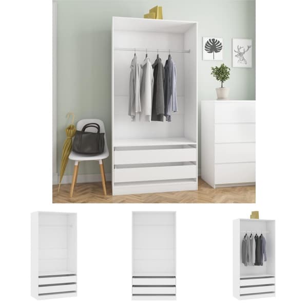 The Living Store Garderob vit 100x50x200 cm konstruerat trä -  Skåp & garderober
