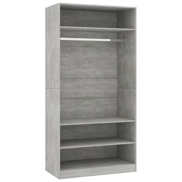 The Living Store klædeskab 100x50x200 cm konstrueret træ betongrå -  Klædeskabe & garderobeskabe