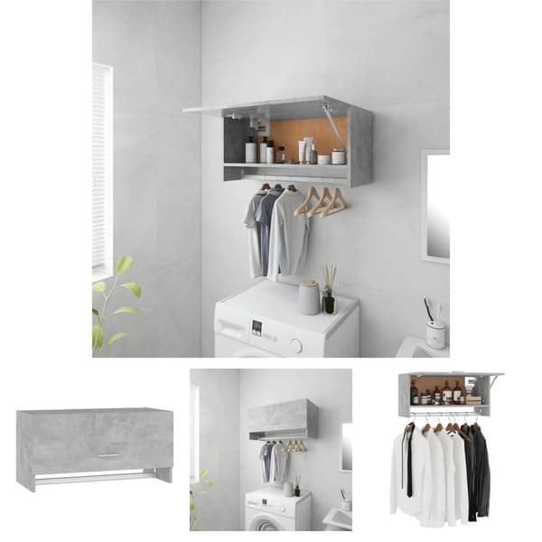 The Living Store Vaatekaappi betoninharmaa 70x32,5x35 cm tekninen puu - Kaapit & vaatekaapit