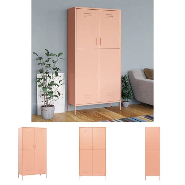 The Living Store klædeskab 90x50x180 cm stål lyserød - Klædeskabe & garderobeskabe