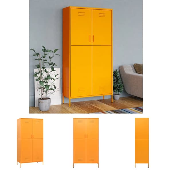 The Living Store Vaatekaappi sinapinkeltainen 90x50x180 cm teräs - Kaapit & vaatekaapit