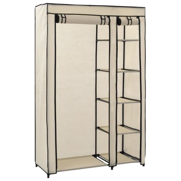 The Living Store Resegarderob gräddvit 110x45x175 cm tyg -  Skåp & garderober
