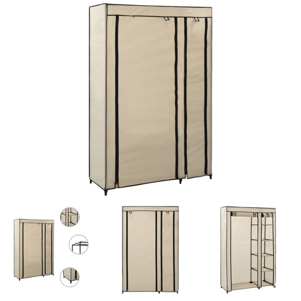 The Living Store Resegarderob gräddvit 110x45x175 cm tyg -  Skåp & garderober