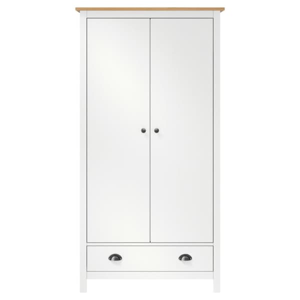 The Living Store klædeskab med 2 låger Hill 89x50x170 cm massivt fyrretræ hvid -  Klædeskabe & garderobeskabe