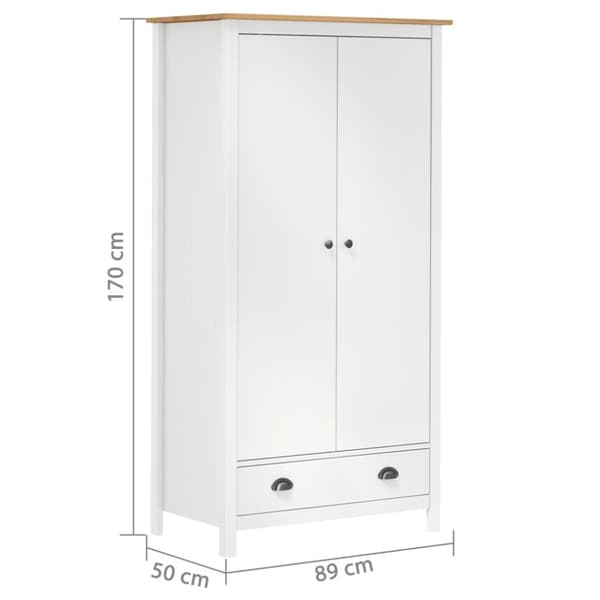 The Living Store klædeskab med 2 låger Hill 89x50x170 cm massivt fyrretræ hvid -  Klædeskabe & garderobeskabe
