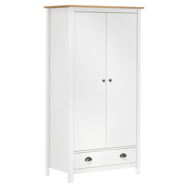 The Living Store klædeskab med 2 låger Hill 89x50x170 cm massivt fyrretræ hvid -  Klædeskabe & garderobeskabe