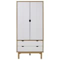 Miniatyrbillede 4 af 8: The Living Store tøjskab OTTA 76,5x53x172 cm massivt fyrretræ brun og hvid -  Klædeskabe & garderobeskabe