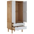 Miniatyrbillede 5 af 8: The Living Store tøjskab OTTA 76,5x53x172 cm massivt fyrretræ brun og hvid -  Klædeskabe & garderobeskabe