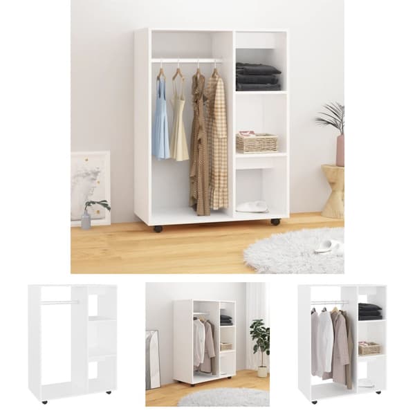 The Living Store garderobe 80x40x110 cm spånplade hvid -  Klædeskabe & garderobeskabe