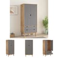 Miniatyrbillede 1 af 8: The Living Store tøjskab OTTA 76,5x53x172 cm massivt fyrretræ brun og grå -  Klædeskabe & garderobeskabe