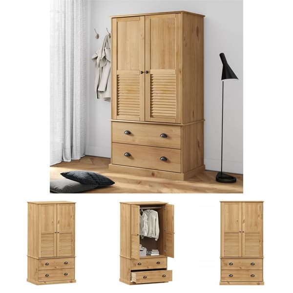The Living Store Vaatekaappi VIGO 90x55x176 cm täysi mänty -  Kaapit & vaatekaapit