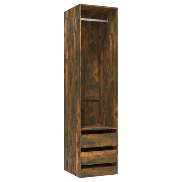 The Living Store Garderob med lådor rökfärgad ek 50x50x200 cm konstruerat trä - Skåp & garderober